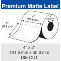   Epson Inkjet Label Roll 101.6mm X 50.8mm x 76mm TM-C7500/C6010/C6510 CW-C8010 (2 Rolls of 1,250) Paper Matte C60MD001