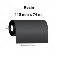 Black Full Resin Ribbon 110mm x 74 meter - For Desktop Label Printers (5)