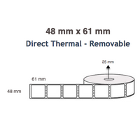 BLUE - Colour Direct Thermal Labels 48mm x 61mm x 76mm (6 x Rolls Of 370) Removable