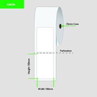 Shipping Labels - Direct Thermal - 100mm x 150mm x 25mm Core GREEN (6 rolls of 400) LA100150TP1AC25MMPG