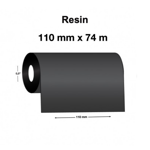 Black Full Resin Ribbon 110mm x 74 meter - For Desktop Label Printers (5)