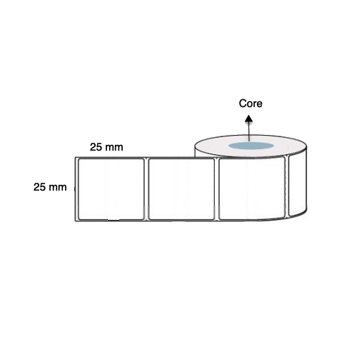 25mm x 25mm x 76mm Thermal Transfer Labels (5 Rolls of 2,500) LAB2525PWS76