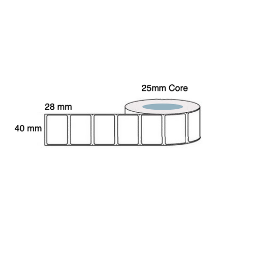 40mm x 28mm x 25mm Thermal Transfer Labels Poly  (Box of 5)  LAB4028PPWS25