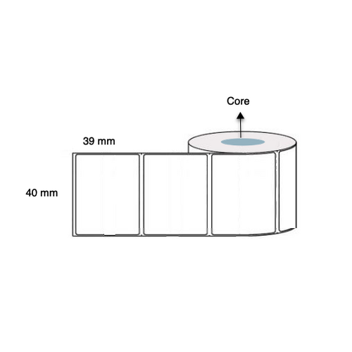 40mm x 39mm x 76mm Core Direct Thermal Labels (5 Rolls of 3,500) Permanent LAB4039TWS76