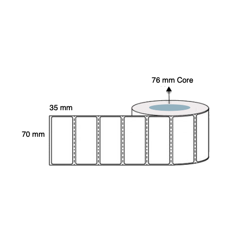 70mm x 35mm x 76mm Thermal Transfer Labels (4 Rolls of 2,500) Perforated LAB7035PWS76P