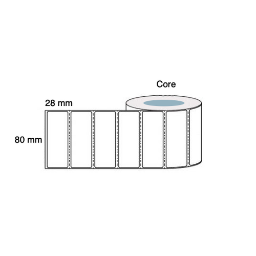 80mm x 28mm x 25mm Direct Thermal Labels Permanent (5 Rolls of 2,000) LAB8028TWS25