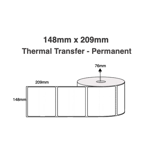 148mm x 209mm Thermal Transfer Labels 700 Labels Per Roll 76mm Core